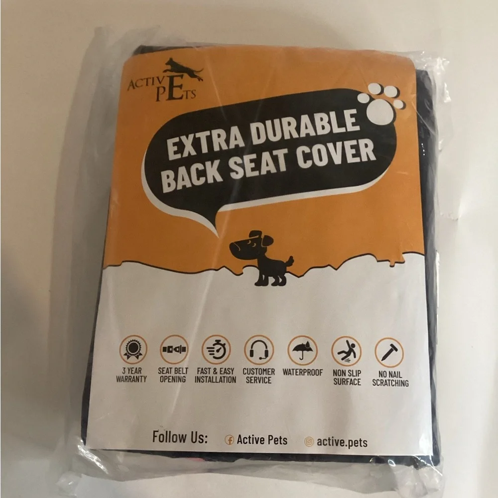 New Active Pets Back Seat Cover Protector for Dogs - Black Pink Extra Durable